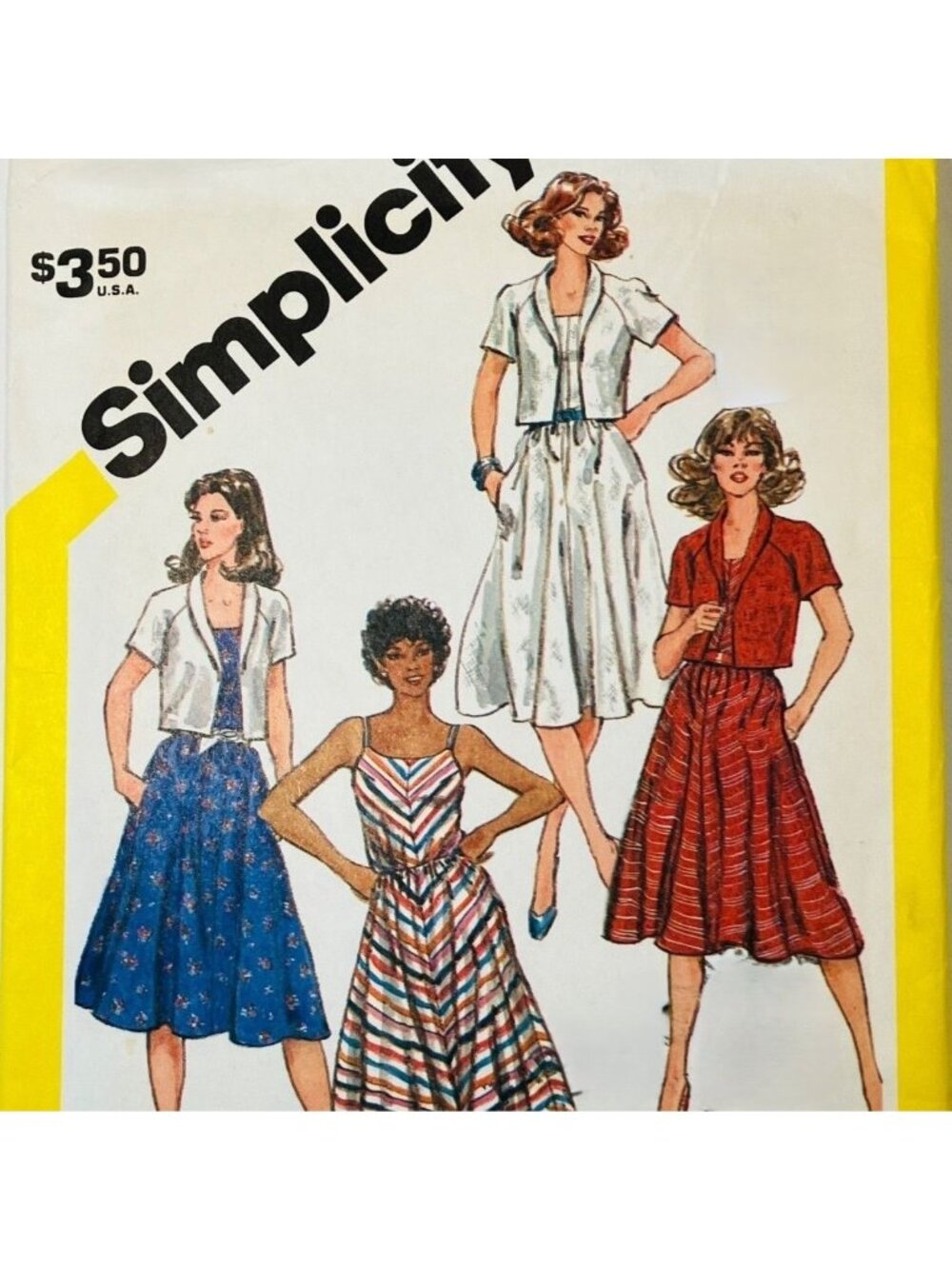 80s Simplicity 5845 Sz 8 or 12 Fit and Flare Sundress & Jacket Sewing Pattern FF